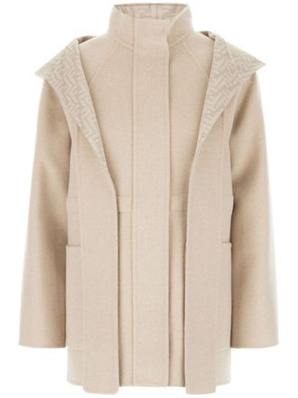 Fendi Sand wool blend parka - women - Wool/Silk - 44 - Neutrals