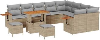 vidaXL Garden Sofa Set with Cushion 12 pcs Beige Poly rattan Vidaxl