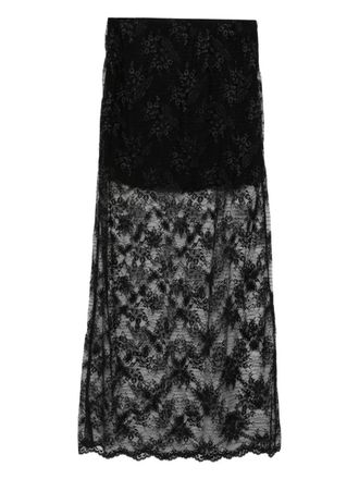 So Allure lace datail straight skirt - women - Polyamide/Polyester/Elastane - S - Black