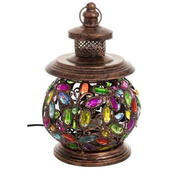 Wanderlust Deco L&aacute;mpara De Metal Cristal Acrilico De Colores 20x20x31.5h Cm