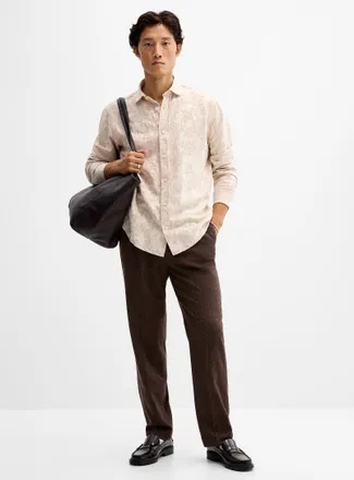 Lindbergh Mens Flannel-like pleated pant Loose fit