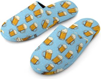 Generic Beer Print Mens Slippers Warm Non-Slip Houes Shose Spa Slipper for Home Bedroom
