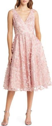 Eliza J 3D Appliqu&eacute; Fit & Flare Cocktail Dress in Blush at Nordstrom Rack, Size 0
