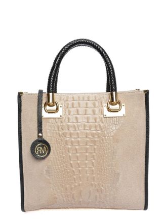 Roberta M Beige Rundleer Tas