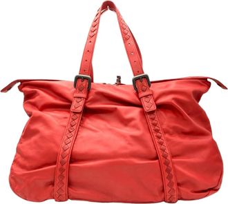 Bottega Veneta Red Color Leather Boston Bag (Pre-Owned)