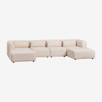 Sklum Sof&aacute; Modular Chaise Longue Derecho De 4 Piezas Con Puff Fogler Sklum