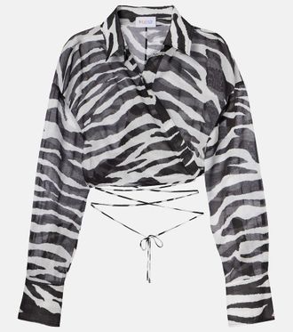 The Attico Zebra-print cotton muslin wrap top