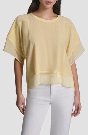 DKNY Mixed Media Dolman Sleeve Top in Buttercream at Nordstrom, Size X-Large
