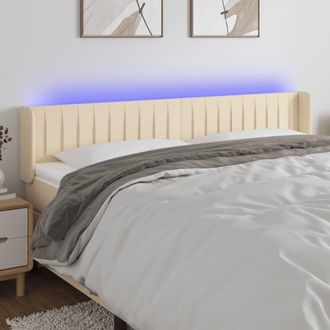 vidaXL Cabecero Con Led De Tela Crema 203x16x78/88 Cm Vidaxl