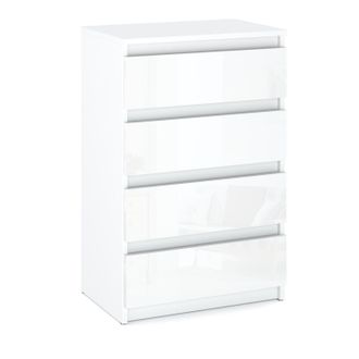OEM C&oacute;moda Blanca Brillante Con 4 Cajones, Mueble Para Tv De 60 Cm, Ideal Para Sal&oacute;n O Dormitorio