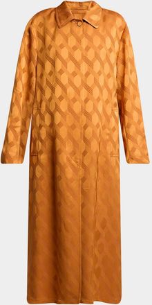 Dries Van Noten Raltonas Silk Jacquard Single-Breasted Coat