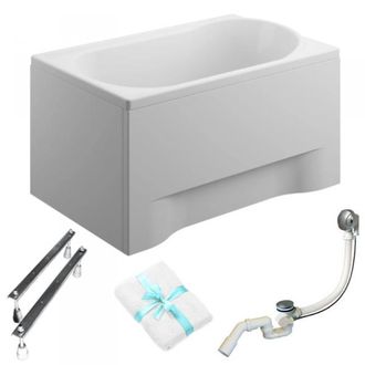 OEM Ba&ntilde;era Rectangular Polimat Mini 110x70 Con Revestimiento Blanco, Sif&oacute;n Cromado Y Patas