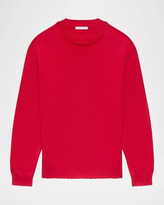 Helmut Lang Men & apos;s Cotton Lettuce-Trim Crewneck Sweater
