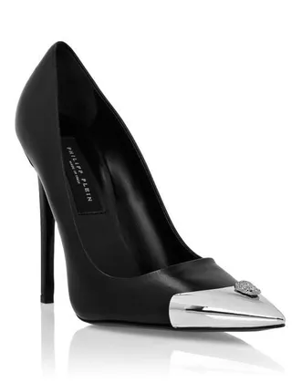 Philipp Plein Leather Decollete Hi-Heels Skull Strass Women in Black at Nordstrom, Size 39