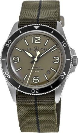 Bell & Ross BR V2-92 41mm Military Green Dial Fabric Strap Mens Watch BRV292-MKA-ST/SF