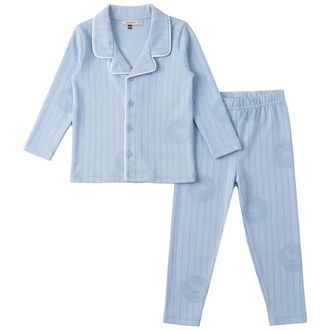 Fragile Lapel Pajama Set, Collared Button Up Top and Elastic Waist Pants in Ice Blue at Nordstrom, Size 18M