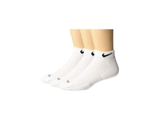 Nike Everyday Plus Cushion Low Socks 3-Pair Pack Low Cut Socks Shoes White/Black : MD (US Mens Shoe 6-8 - Womens Shoe 6-10), Cotton Blend