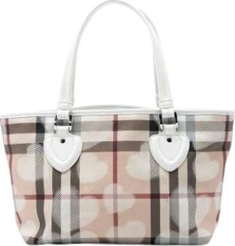 Burberry Pre-owned Tote Bags, female, Beige, Size: ONE SIZE Pre-owned Heart Print Tote