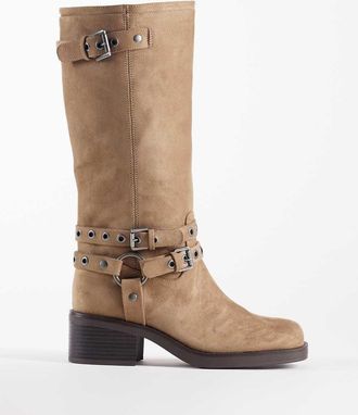 Asos Cassandra - Stivali biker color sabbia con occhielli-Neutro