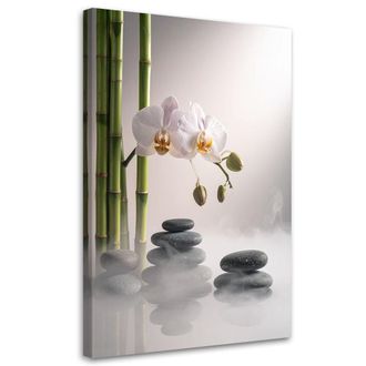 Feeby Cuadro En Lienzo, Piedras Florales De Orqu&iacute;dea Bamb&uacute; Zen Spa, 70x100