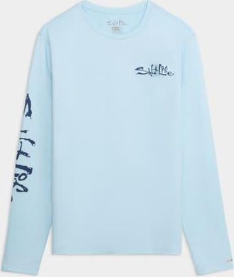 Salt Life Salt Water Perforated Tee in Aquamarine at Nordstrom, Size Xx-Large