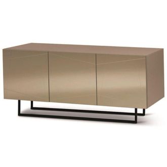 Capodarte Madia credenza a 3 ante in vetro specchio bronzo scocca tortora e piedini sagomati iside