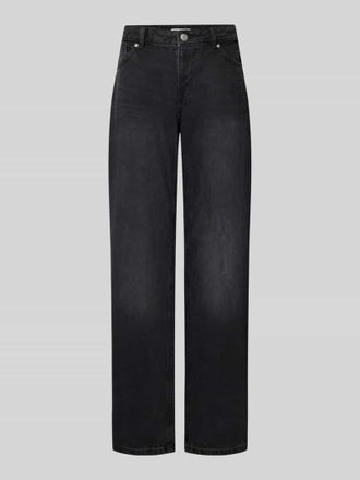 Review Straight Fit Jeans aus reiner Baumwolle in Black, Größe 28/32