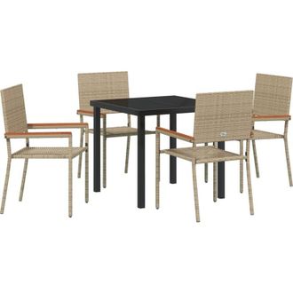 vidaXL Conjunto De Comedor De Jard&iacute;n 5 Pcs Beige Polirat&aacute;n Vidaxl