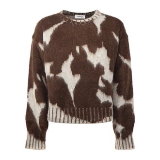 ottod'Ame Round-neck Knitwear, female, Brown, Size: L Round-neck Knitwear