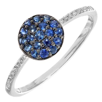 Diamant L'éternel Ronde ring van 9 karaat witgoud met diamant en 0,33 ct saffier