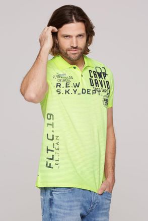 Camp David Poloshirt CAMP DAVID, Herren, Gr. S, gelb (electric gelb), Single Jersey, Obermaterial: 100% Baumwolle, bedruckt, gestreift, regular fit taillenbedeck