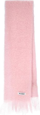 Jil Sander Pink Mohair Blend Fringed Scarf