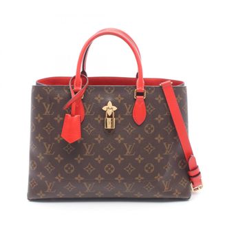 Louis Vuitton Brown Coquelicots Monogram Red Color Coated Canvas Leather Handbag Tote Bag (Pre-Owned)