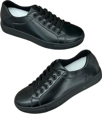 Generic Mens Lace-up Black Leather Sneakers, Casual Style (Black, UK Footwear Size System, Adult, Men, Numeric, Medium, 10)