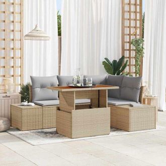 vidaXL Conjunto De Sof&aacute; De Jard&iacute;n 5 Pcs Beige, Gris 100 X 55 X 73 Cm Vidaxl