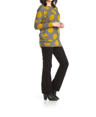 Papillon Stripe & Dot Oversized Sweatshirt In Mustard
