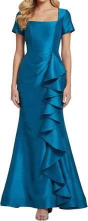Jovani Elegant Taffeta Mermaid Evening Gown In Peacock