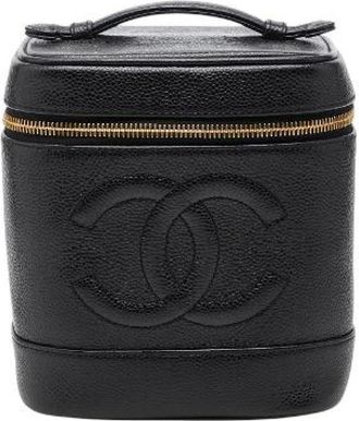Chanel Pre-owned Handbags, female, Black, Size: ONE SIZE Pre-owned Coco Mark Caviar Vanity Bag