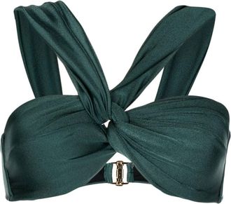 PatBo off-shoulder bikini-top - women - Polyamide/Elastane - L - Green