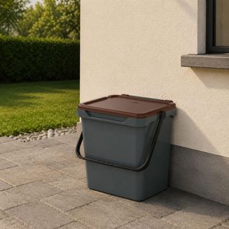 Dmora Papelera De Polipropileno Para Colecci&oacute;n Separada, Contenedor De Residuos 30l, 100% Made In Italy, 40x31h39 Cm, Color Marr&oacute;n, Con Embalaje Reforzado -