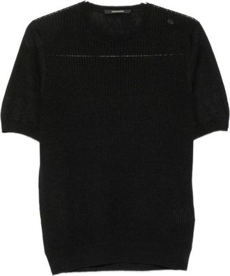 Tagliatore 099 Maglia Sottogiacca Lino - Heren - Ronde hals truien - Zwart - M - Linnen - Truien & Vesten