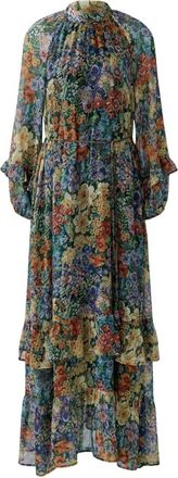 Oui Kleedjes, Dames, Veelkleurig, S, Chiffon, A-lijn Maxidress