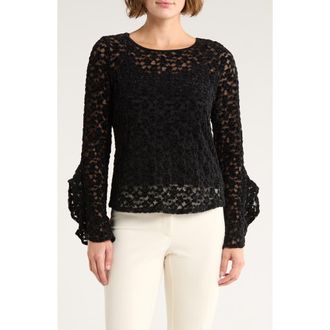 Vince Camuto Velvet Lace Top in Rich Black at Nordstrom Rack, Size X-Small