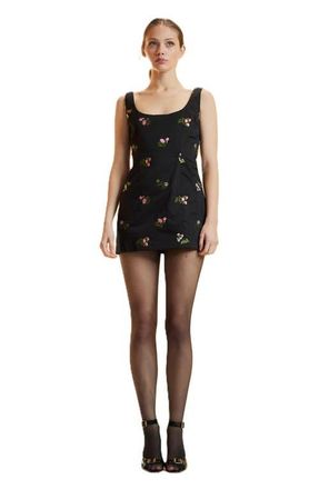 Cynthia Rowley Embroidered Mini Dress in Black at Nordstrom, Size 10