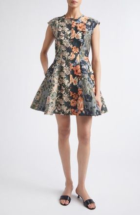 Jason Wu Mixed Floral Jacquard Fit & Flare Minidress in Hunter Green Multi at Nordstrom, Size 10