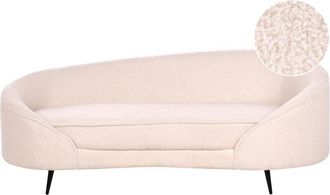 Beliani Beliani - Boucle Sofa Curved Glamour Style Black Metallic Legs Light Beige Savar