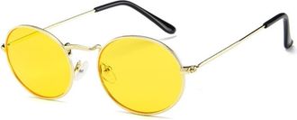 Generic Fashion Men And Women Metal Round Frame Sunglasses Outdoor Polarized Commuting Sports Sun Glasses(Yellow)