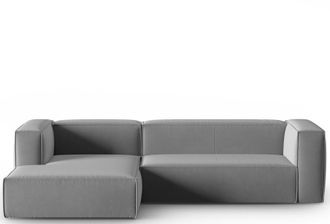 BLOOMINGLOFT 4-Sitzer Design Ecksofa Mackay mit Eckteil links, Samtbezug