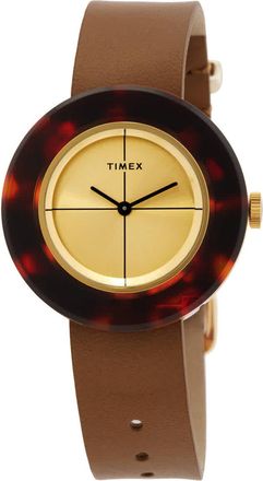 Timex Tortoise Quartz Gold Dial Ladies Watch TW2T93100