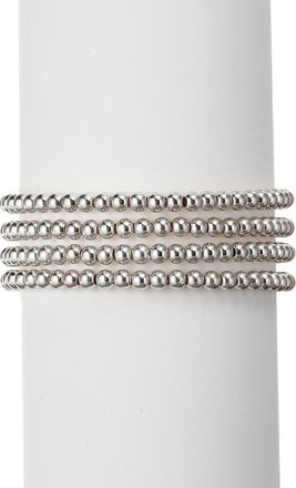 Eye Candy Los Angeles Rhodium Plated Brass Beaded Stretch Bracelets - Set of 4 in Silver at Nordstrom Rack